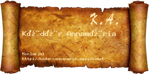 Kádár Annamária névjegykártya