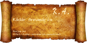 Kádár Annamária névjegykártya